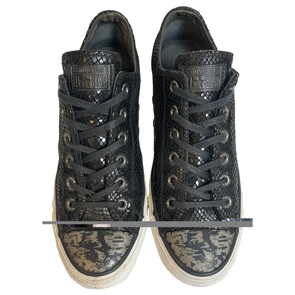 Converse All Star Chuck Taylor Sneakers Womens 9.5 Black Leather Low Top Classic